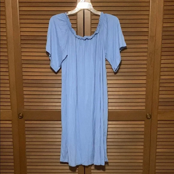 h&m blue summer dress Ladies - Blue Eyelet-Embroidered Poplin Dress - Size: L